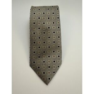 Peacock Men's Necktie Tie Silk Bronze Copper Black Geometric Squares Handmade